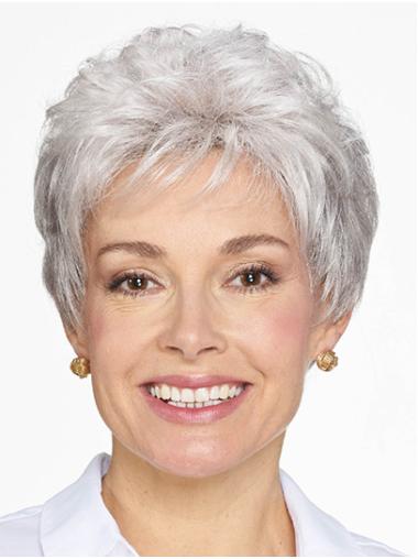 Synthetic Short Wavy 8" Monofilament Women Classic Wig