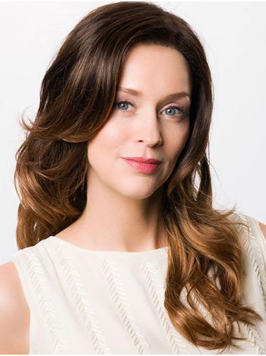 18" Monofilament Wavy Synthetic Without Bangs Cheap Long Wigs