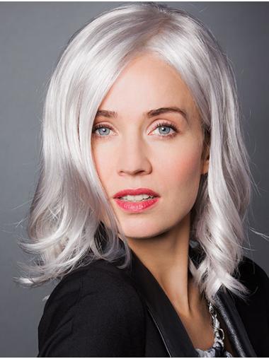 Shoulder Length Monofilament Synthetic 14" Without Bangs Womans Wigs Medium