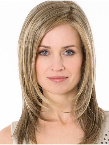 Blonde 14" Straight Shoulder Length Layered Monofilament High Quality Synthetic Wigs