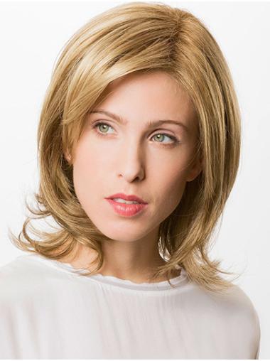 12" Straight Chin Length Blonde Bobs Synthetic Hand Made Wig