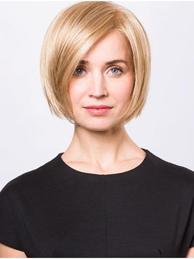 Chin Length Monofilament Straight Synthetic Blonde Bob Style Wigs