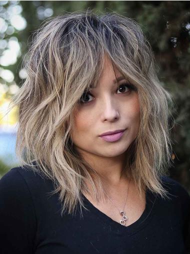 Medium Lace Front Wigs 12" Shoulder Length Wavy Wigs