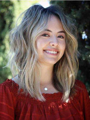 Mid Length Wigs For Women 12" Wavy Synthetic Ombre/2 tone Wigs