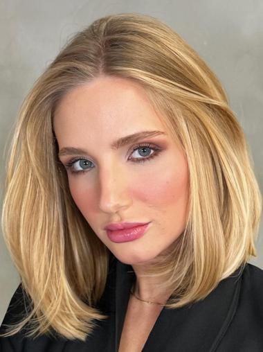 Medium Length Wigs 12" Straight Synthetic Blonde Wigs