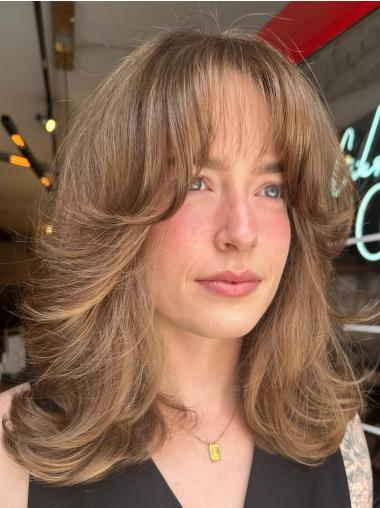 Medium Length Hair Wigs 14" Wavy Synthetic Brown Wigs