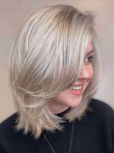 Medium Bob Wigs Shoulder Length Lace Front Remy Human Hair 12" Wigs