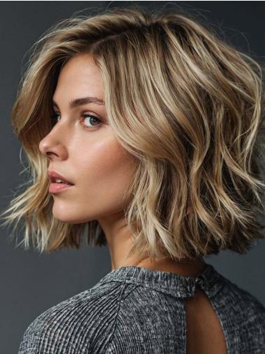 Medium Wavy Wig Monofilament Synthetic 10" Blonde Wigs