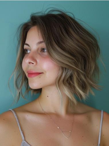 Medium Lace Front Wigs 10" Chin Length Wavy Wigs