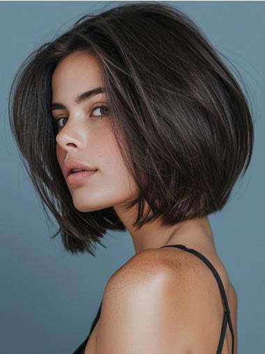 Medium Length Wigs Human Hair Bobs Straight Lace Front Wigs