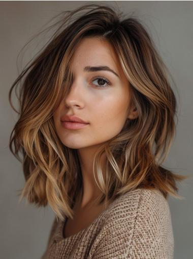 Medium Wigs Synthetic Wavy Layered 12" Monofilament Wigs