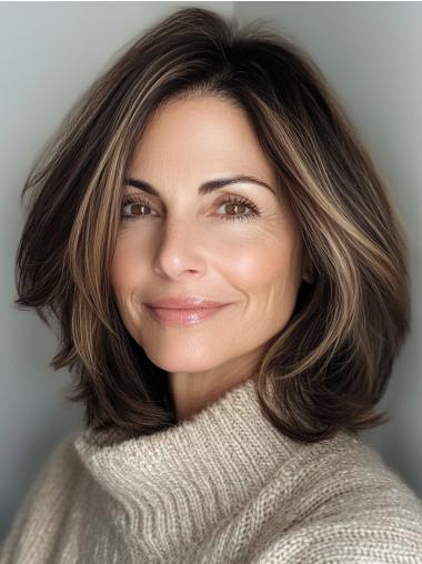 Women Wig Medium Synthetic Wavy Layered 12" Monofilament Wigs