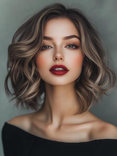 Medium Length Salt And Pepper Wig Bobs Lace Front Remy Human Hair Wigs