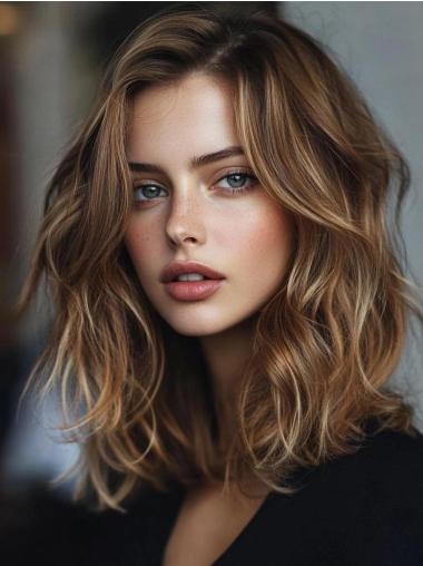 Medium Length Lace Front Wigs Remy Human Hair Layered 12" Wigs