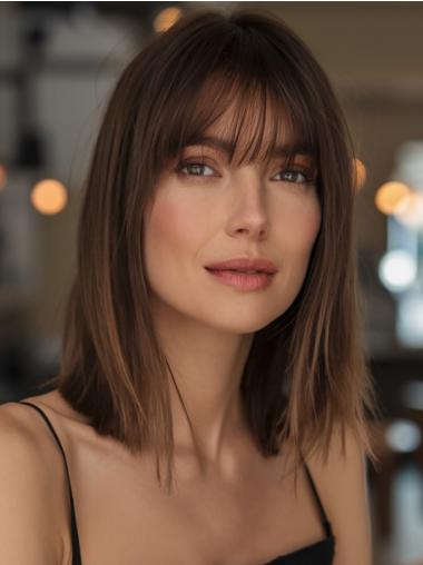 Medium Wigs For Women Lace Front 12" Straight Synthetic Wigs