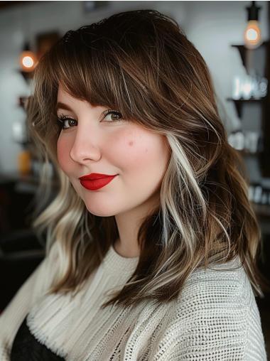 Medium Hair Wigs Wavy Layered 14" Shoulder Length Wigs