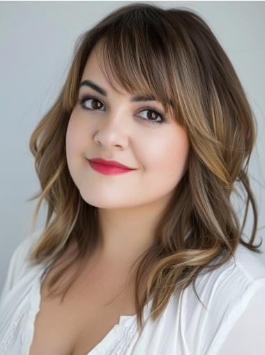 Medium Human Hair Wigs Ombre/2 tone 14" Wavy Lace Front Wigs