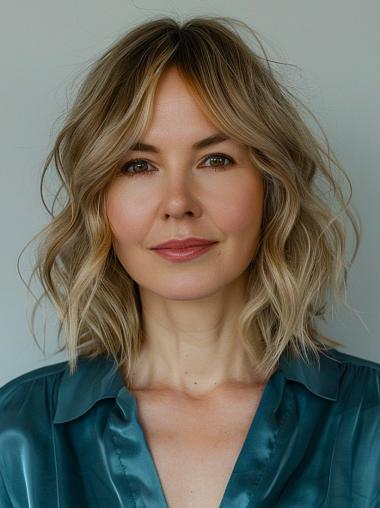 Medium Length Lace Front Wigs Synthetic Layered 12" Wigs