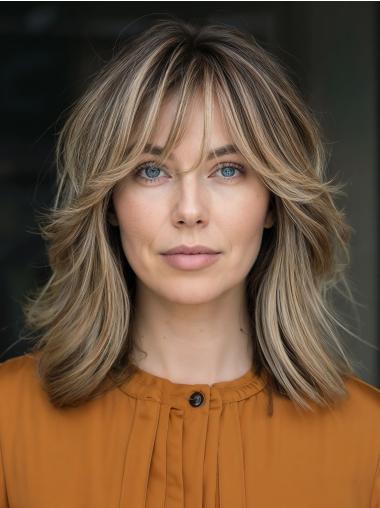 Medium Length Wigs For Women Lace Front Layered 12" Wavy Wigs