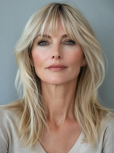 Blonde Medium Wigs Monofilament 14" Wavy Synthetic Wigs