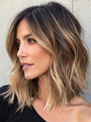 Medium Hair Wigs For Women Monofilament Synthetic 12" Ombre/2 tone Wigs