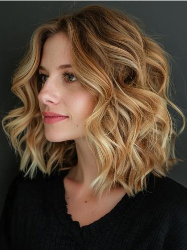 Medium Wigs Wavy 12" Shoulder Length Bobs Wigs