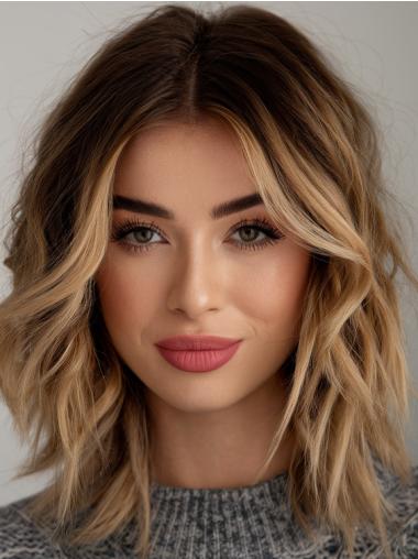 Medium Wigs For Ladies Wavy 12" Shoulder Length Bobs Wigs