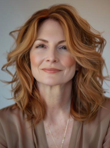 Medium Length Wigs For Women Lace Front Layered 14" Wavy Wigs