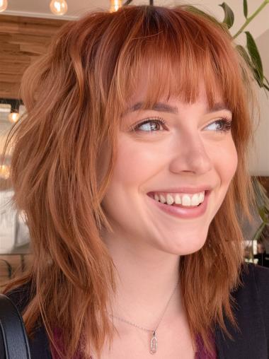 Medium Length Wig Monofilament 14" Wavy Synthetic Wigs