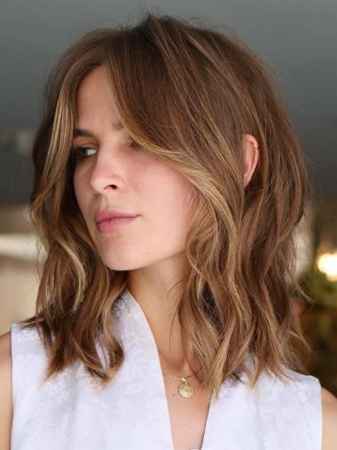 Medium Length Wigs For White Women Wavy 12" Shoulder Length Bobs Wigs