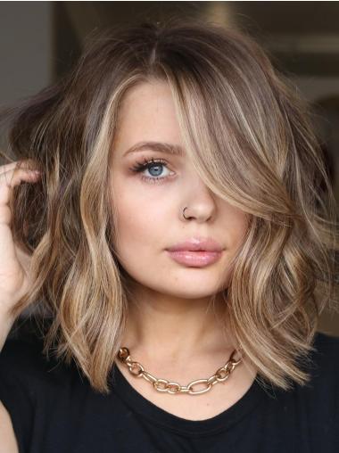 Ladies Medium Length Wigs Monofilament 12" Wavy Synthetic Wigs