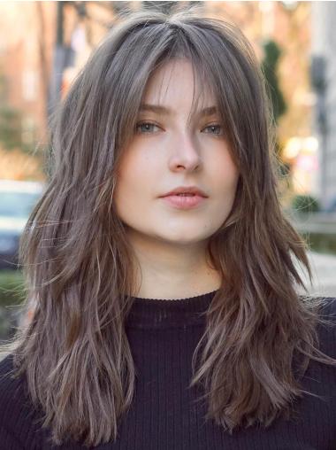 Brown Medium Wig Monofilament 14" Wavy Synthetic Wigs