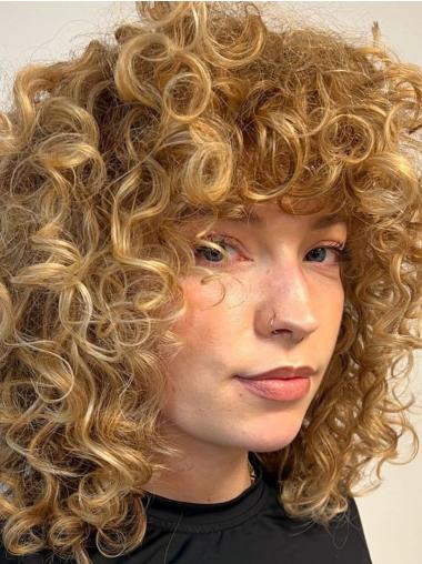 Human Hair Mid Length Wigs 12" With Bangs Lace Front Wigs