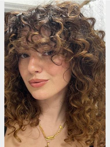 Mid Length Human Hair Wigs 14" With Bangs Lace Front Wigs