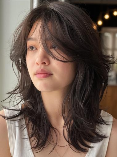 Medium Red Wig 14" Monofilament With Bangs Straight Wigs