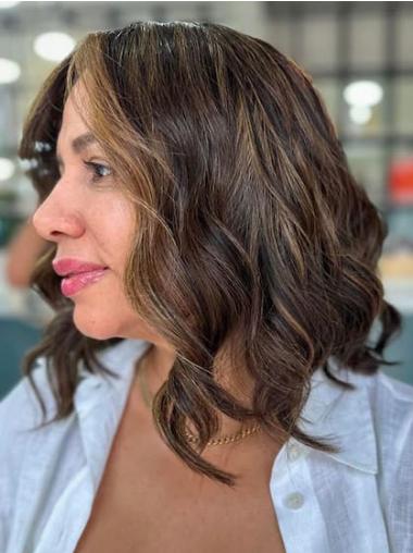 Medium Length Hair Wigs 12" Lace Front Layered Wavy Wigs