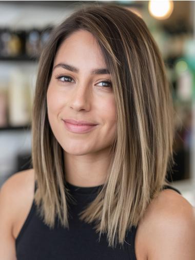 Middle Length Wig Straight 12" Shoulder Length Bobs Wigs