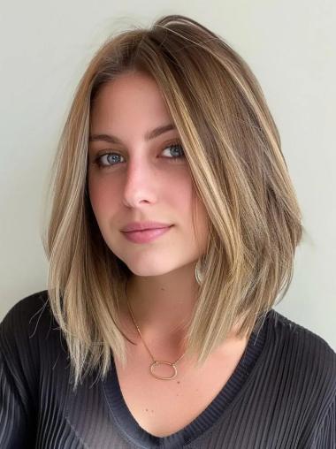 Mid Length Wigs For Women Wavy 12" Chin Length Bobs Wigs