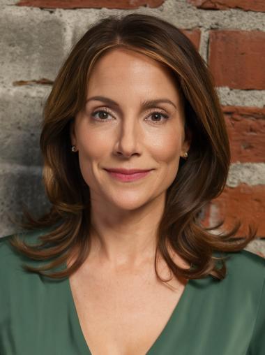 Real Human Hair Wigs Medium Remy Human Hair Layered 14" Wavy Wigs