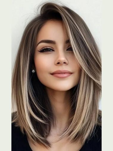 Medium Length Wig Styles 14" Lace Front Layered Straight Wigs