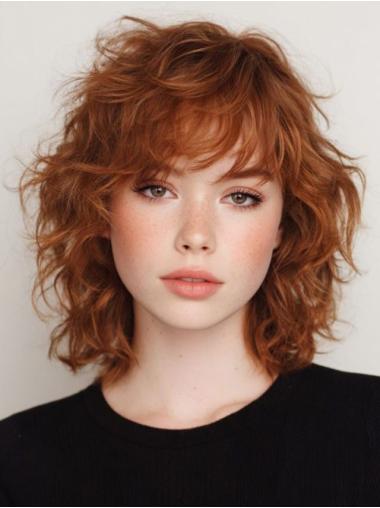 Medium Length Wig Synthetic With Bangs 12" Curly Wigs