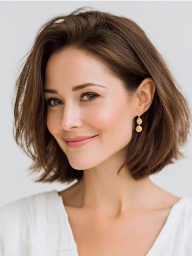 Medium Brown Lace Front Wig Lace Front Bobs 10" Straight Wigs