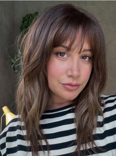 Medium Brown Hair Wig Lace Front Layered 14" Wavy Wigs