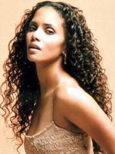 Black Curly Remy Human Hair 26 Inches Halle Berry Style Hair Wig