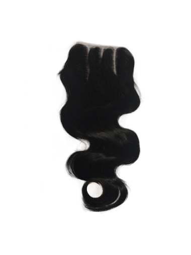 Black Remy Human Hair Wavy 22 Inches Trendy Lace Closure For Wigs