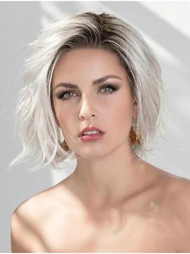 No-fuss Without Bangs 100% Hand-tied Wavy Grey Grey Hair Wigs