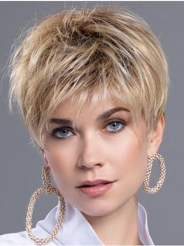 Blonde Straight Synthetic 4" Discount Short Wigs For Women