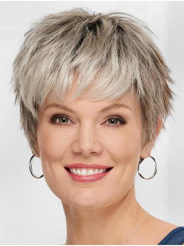 Fashion Boycuts Capless Straight Blonde Ladies Synthetic Wigs