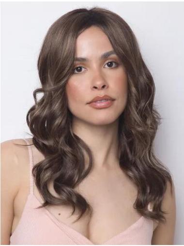 Convenient Without Bangs Lace Front Wavy Brown Synthetic Hair