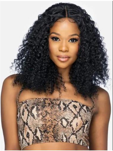 Cheap Without Bangs Lace Front Curly Black African Wigs